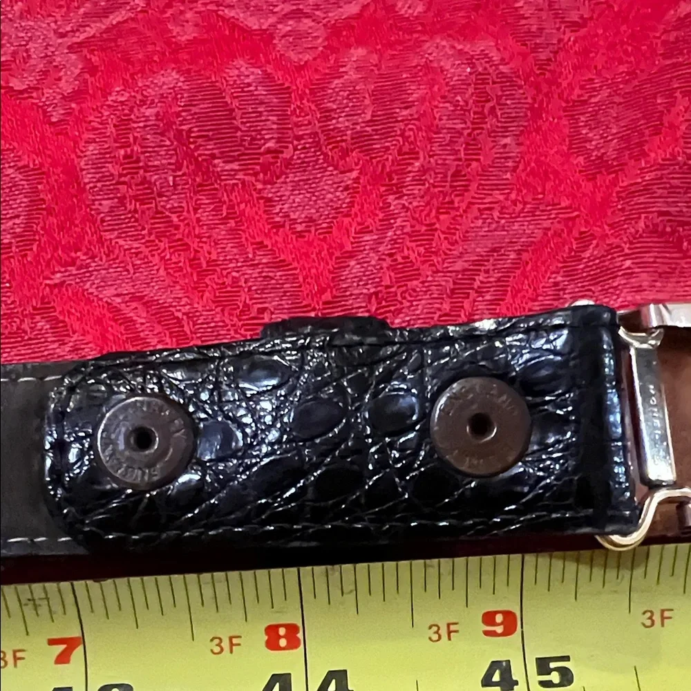 Vintage Krementz Black Leather Belt Size 43 Monel Buckle 45.5”